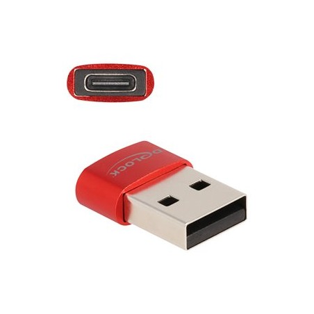 Delock - USB adaptér - USB (M) do 24 pin USB-C (F) - USB 2.0 - 5 V - 3 A - cervená