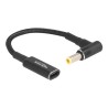 Delock - Adaptér napájení - 24 pin USB-C (F) do DC jack 5,5 x 2,5 mm (M) pravoúhlý - 19.5 V - 3 A - 15 cm - cerná