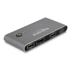 Delock - Prepínac KVM / audio / USB - HDMI and DisplayPort 8K MST with USB 2.0 - 4 x KVM / zvuk / USB - 1 místní uživatel