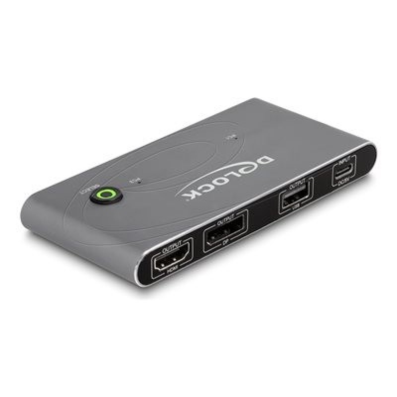 Delock - Prepínac KVM / audio / USB - HDMI and DisplayPort 8K MST with USB 2.0 - 4 x KVM / zvuk / USB - 1 místní uživatel