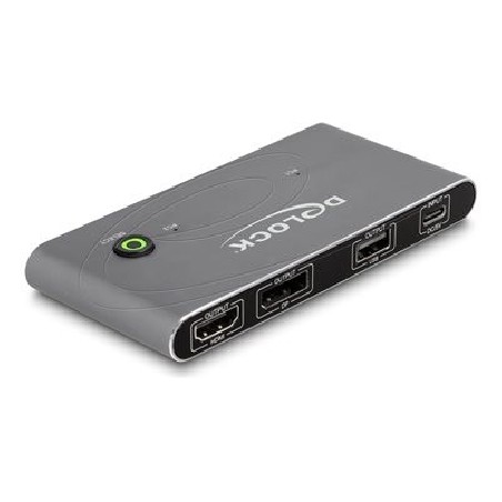 Delock - Prepínac KVM / audio / USB - HDMI and DisplayPort 8K MST with USB 2.0 - 4 x KVM / zvuk / USB - 1 místní uživatel