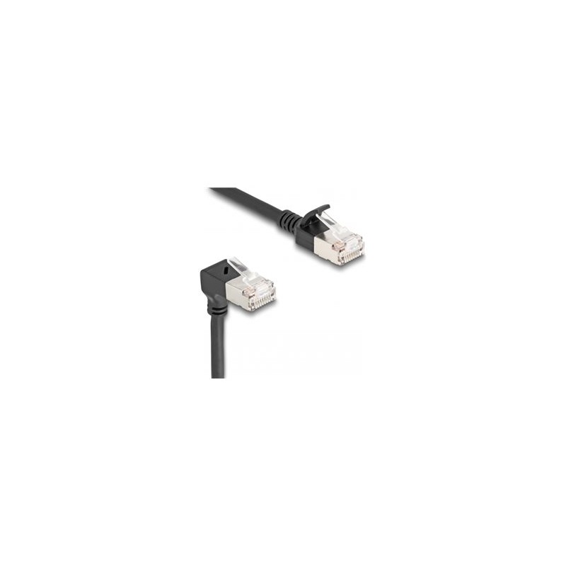 Delock - Sítový kabel - RJ-45 (M) dolu zahnutý do RJ-45 (M) rovné - 3 m - 4.5 mm - S/FTP - CAT 6a - neobsahuje halogen