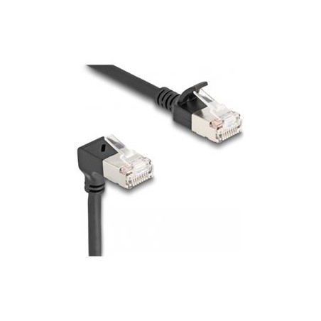 Delock - Sítový kabel - RJ-45 (M) dolu zahnutý do RJ-45 (M) rovné - 3 m - 4.5 mm - S/FTP - CAT 6a - neobsahuje halogen