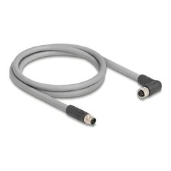 Delock - Kabel senzoru - 5 pin M12 (M) rovné do 5 pin M12 (F) pravoúhlý - 63 V - 16 A - 1 m - bez silikonu, L-kódovaný - šedá