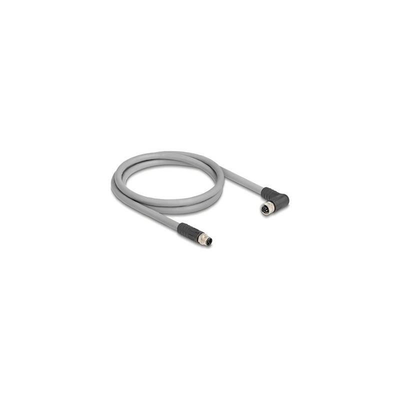 Delock - Kabel senzoru - 5 pin M12 (M) rovné do 5 pin M12 (F) pravoúhlý - 63 V - 16 A - 1 m - bez silikonu, L-kódovaný - šedá
