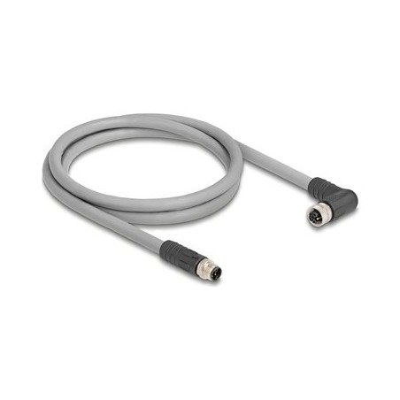 Delock - Kabel senzoru - 5 pin M12 (M) rovné do 5 pin M12 (F) pravoúhlý - 63 V - 16 A - 1 m - bez silikonu, L-kódovaný - šedá