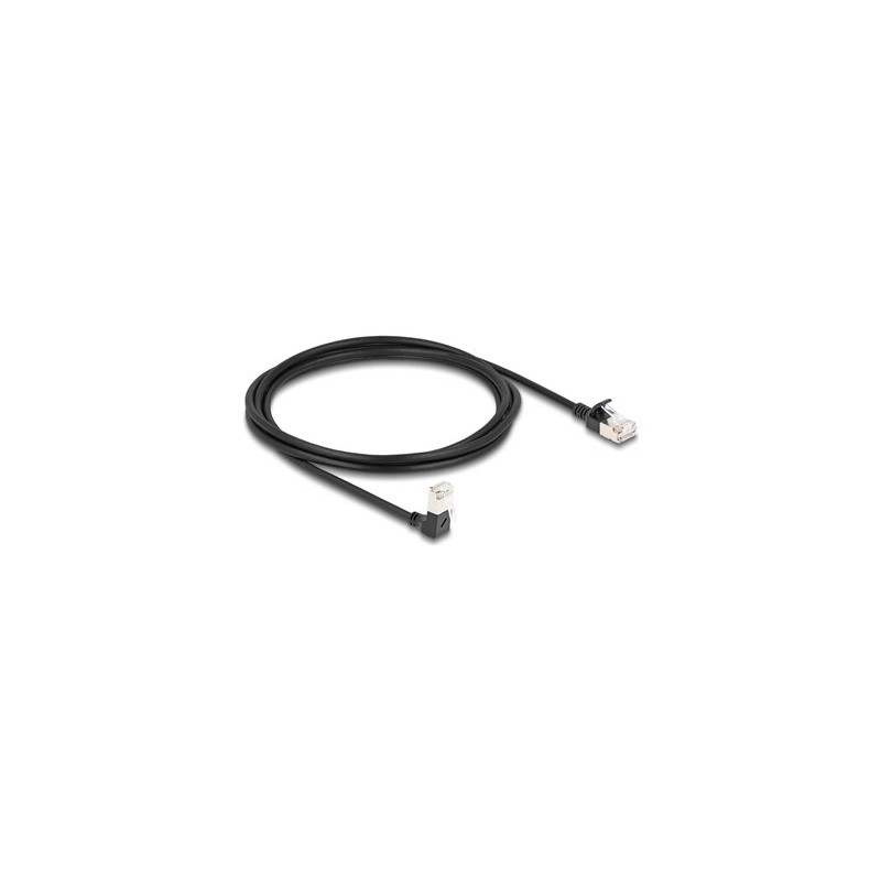 Delock - Sítový kabel - RJ-45 (M) dolu zahnutý do RJ-45 (M) rovné - 2 m - 4.5 mm - S/FTP - CAT 6a - bootovaný, neobsahuje