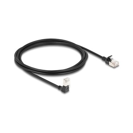 Delock - Sítový kabel - RJ-45 (M) dolu zahnutý do RJ-45 (M) rovné - 2 m - 4.5 mm - S/FTP - CAT 6a - bootovaný, neobsahuje