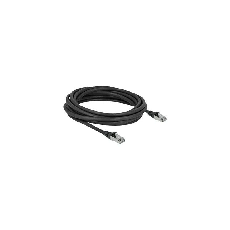 Delock - Patch kabel - RJ-45 (M) do RJ-45 (M) - 5 m - 6 mm - S/FTP - CAT 6a - lisovaný, venkovní, provedení bez hrbolků - černá