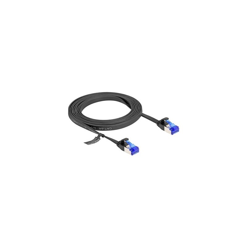 Delock - Patch kabel - RJ-45 (M) do RJ-45 (M) - 2 m - U/FTP - CAT 6a - provedení bez hrbolku, plochý - cerná 80176