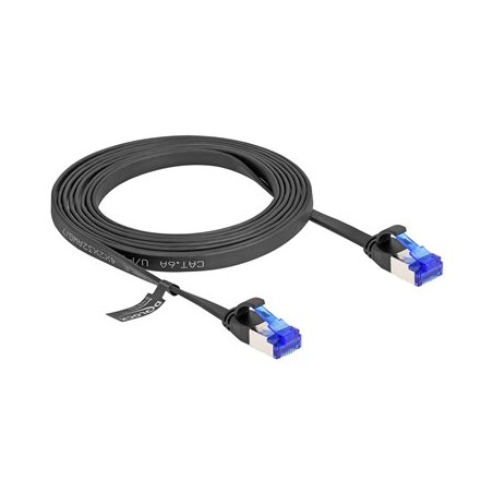 Delock - Patch kabel - RJ-45 (M) do RJ-45 (M) - 2 m - U/FTP - CAT 6a - provedení bez hrbolku, plochý - cerná 80176