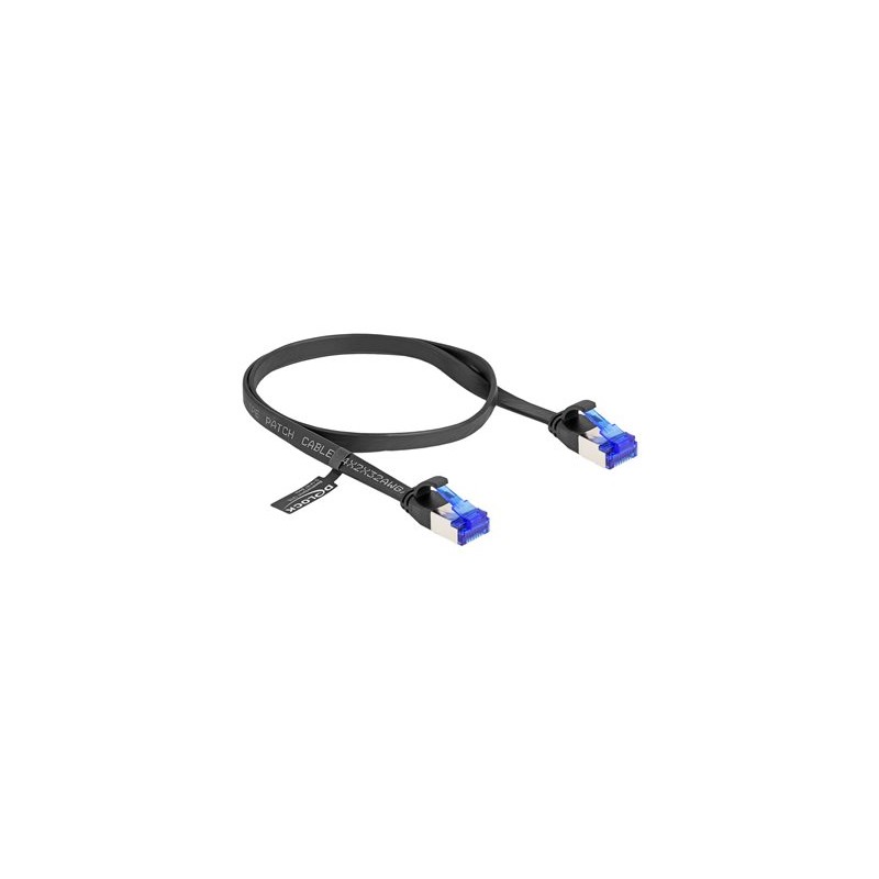 Delock - Patch kabel - RJ-45 (M) do RJ-45 (M) - 50 cm - U/FTP - CAT 6a - provedení bez hrbolku, plochý - cerná 80174
