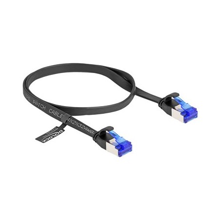 Delock - Patch kabel - RJ-45 (M) do RJ-45 (M) - 50 cm - U/FTP - CAT 6a - provedení bez hrbolku, plochý - cerná 80174