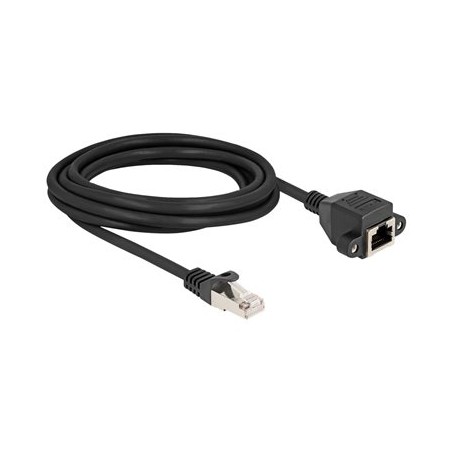 Delock - Sítový prodlužovací kabel - RJ-50 (M) do RJ-50 (F) s maticemi - 3 m - S/FTP - provedení bez hrbolku - cerná