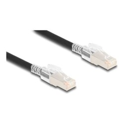 Delock - Sítový kabel - RJ-45 (M) do RJ-45 (M) - 1 m - 6 mm - S/FTP - CAT 6a - neobsahuje halogen, provedení bez hrbolku - cerná