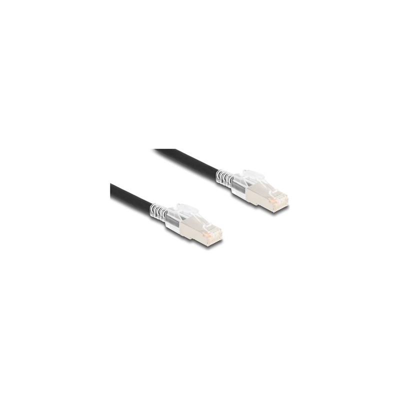 Delock - Sítový kabel - RJ-45 (M) do RJ-45 (M) - 1 m - 6 mm - S/FTP - CAT 6a - neobsahuje halogen, provedení bez hrbolku - cerná