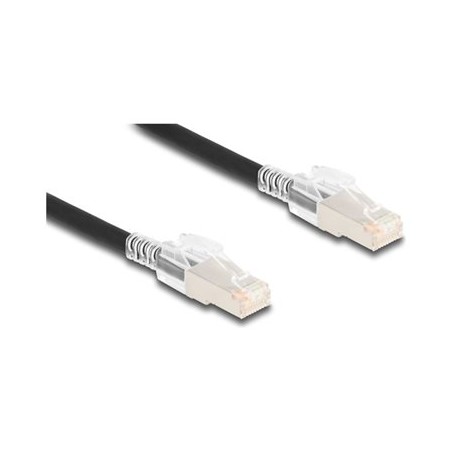 Delock - Sítový kabel - RJ-45 (M) do RJ-45 (M) - 1 m - 6 mm - S/FTP - CAT 6a - neobsahuje halogen, provedení bez hrbolku - cerná