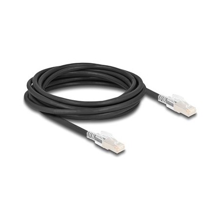 Delock - Sítový kabel - RJ-45 (M) do RJ-45 (M) - 5 m - 6 mm - S/FTP - CAT 6a - neobsahuje halogen, provedení bez hrbolku - cerná