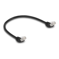 Delock - Patch kabel - RJ-45 (M) úhlový do RJ-45 (M) úhlový - 50 cm - 6 mm - S/FTP - CAT 6a - bootovaný, neobsahuje halog… 80260