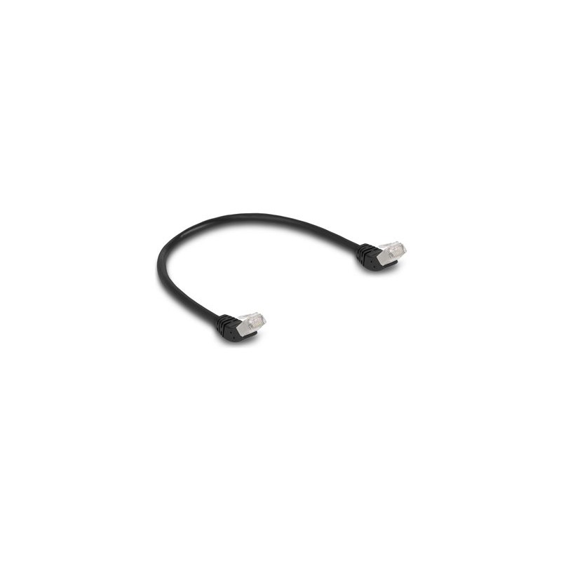 Delock - Patch kabel - RJ-45 (M) úhlový do RJ-45 (M) úhlový - 50 cm - 6 mm - S/FTP - CAT 6a - bootovaný, neobsahuje halog… 80260