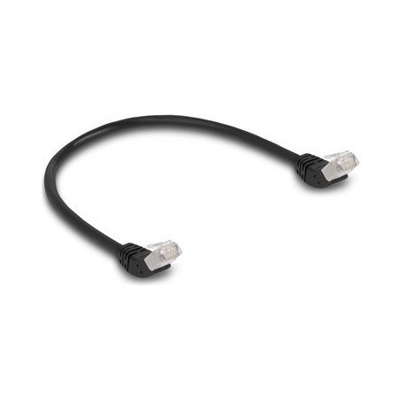 Delock - Patch kabel - RJ-45 (M) úhlový do RJ-45 (M) úhlový - 50 cm - 6 mm - S/FTP - CAT 6a - bootovaný, neobsahuje halog… 80260