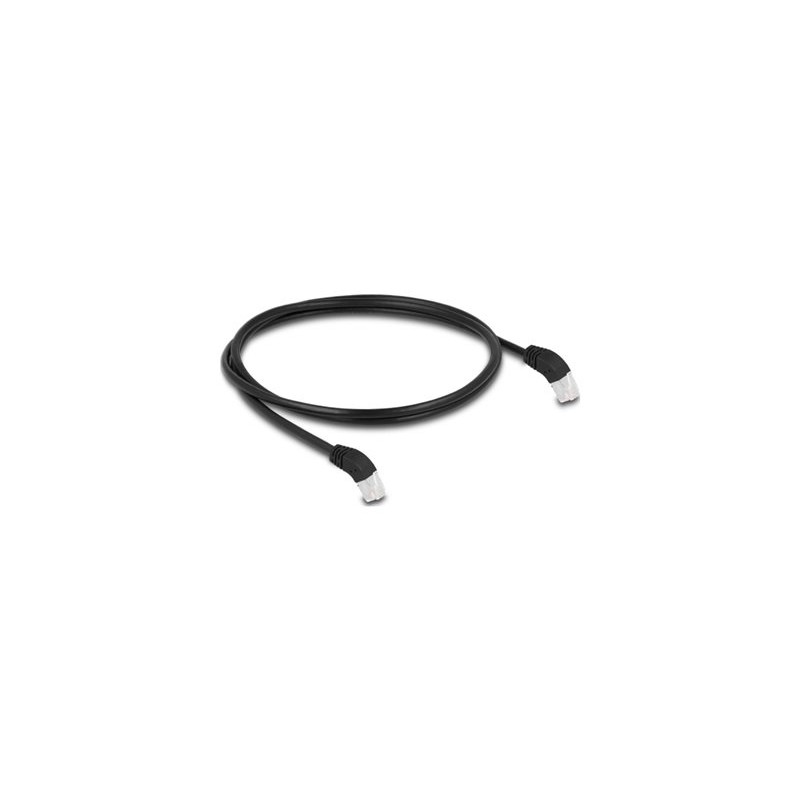 Delock - Patch kabel - RJ-45 (M) úhlový do RJ-45 (M) úhlový - 1 m - 6 mm - S/FTP - CAT 6a - neobsahuje halogen - cerná
