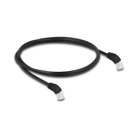 Delock - Patch kabel - RJ-45 (M) úhlový do RJ-45 (M) úhlový - 1 m - 6 mm - S/FTP - CAT 6a - neobsahuje halogen - cerná