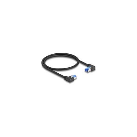 Delock - Patch kabel - RJ-45 (M) levoúhlé do RJ-45 (M) pravoúhlý - 50 cm - 6 mm - S/FTP - CAT 6a - neobsahuje halogen, rychlost