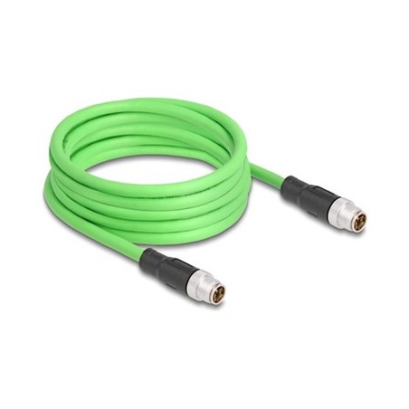 Delock - Sítový kabel - 8 pin M12-X (M) do 8 pin M12-X (M) - 5 m - 6.8 mm - SF/UTP - zelená