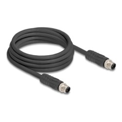 Delock - Sítový kabel - 4 piny M12 (M) do 4 piny M12 (M) - 3 m - 7.2 mm - nestínený - neobsahuje halogen, bez silikonu, t… 80516