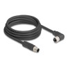 Delock - Kabel senzoru - 4 piny M12 (M) rovné do 4 piny M12 (F) pravoúhlý - 63 V - 12 A - 3 m - neobsahuje halogen, bez