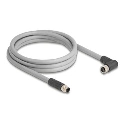 Delock - Kabel senzoru - 5 pin M12 (M) rovné do 5 pin M12 (F) pravoúhlý - 63 V - 16 A - 2 m - bez silikonu, L-kódovaný - šedá