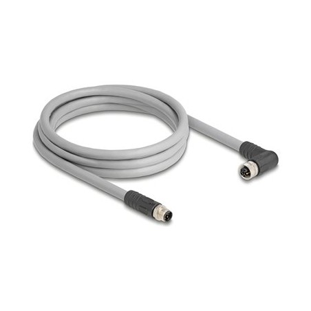Delock - Kabel senzoru - 5 pin M12 (M) rovné do 5 pin M12 (F) pravoúhlý - 63 V - 16 A - 2 m - bez silikonu, L-kódovaný - šedá
