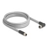 Delock - Kabel senzoru - 5 pin M12 (M) rovné do 5 pin M12 (F) pravoúhlý - 63 V - 16 A - 2 m - bez silikonu, L-kódovaný - šedá
