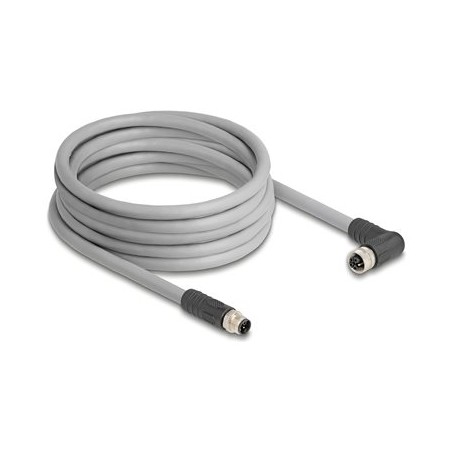 Delock - Kabel senzoru - 5 pin M12 (M) rovné do 5 pin M12 (F) pravoúhlý - 63 V - 16 A - 5 m - bez silikonu, L-kódovaný - šedá
