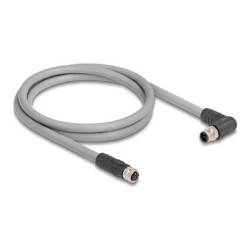 Delock - Kabel senzoru - 5 pin M12 (M) pravoúhlý do 5 pin M12 (F) rovné - 63 V - 16 A - 1 m - bez silikonu, L-kódovaný - šedá
