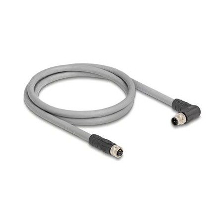 Delock - Kabel senzoru - 5 pin M12 (M) pravoúhlý do 5 pin M12 (F) rovné - 63 V - 16 A - 1 m - bez silikonu, L-kódovaný - šedá