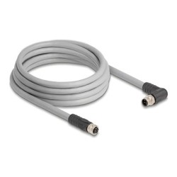 Delock - Kabel senzoru - 5 pin M12 (M) pravoúhlý do 5 pin M12 (F) rovné - 63 V - 16 A - 3 m - bez silikonu, L-kódovaný - šedá