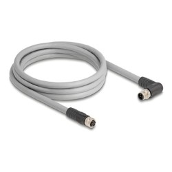 Delock - Kabel senzoru - 5 pin M12 (M) pravoúhlý do 5 pin M12 (F) rovné - 63 V - 16 A - 2 m - bez silikonu, L-kódovaný - šedá