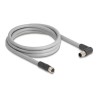 Delock - Kabel senzoru - 5 pin M12 (M) pravoúhlý do 5 pin M12 (F) rovné - 63 V - 16 A - 2 m - bez silikonu, L-kódovaný - šedá