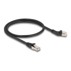 Delock - Patch kabel - RJ-45 (M) vlevo do RJ-45 (M) rovné - 50 cm - 6 mm - S/FTP - CAT 6a - neobsahuje halogen, lisovaný
