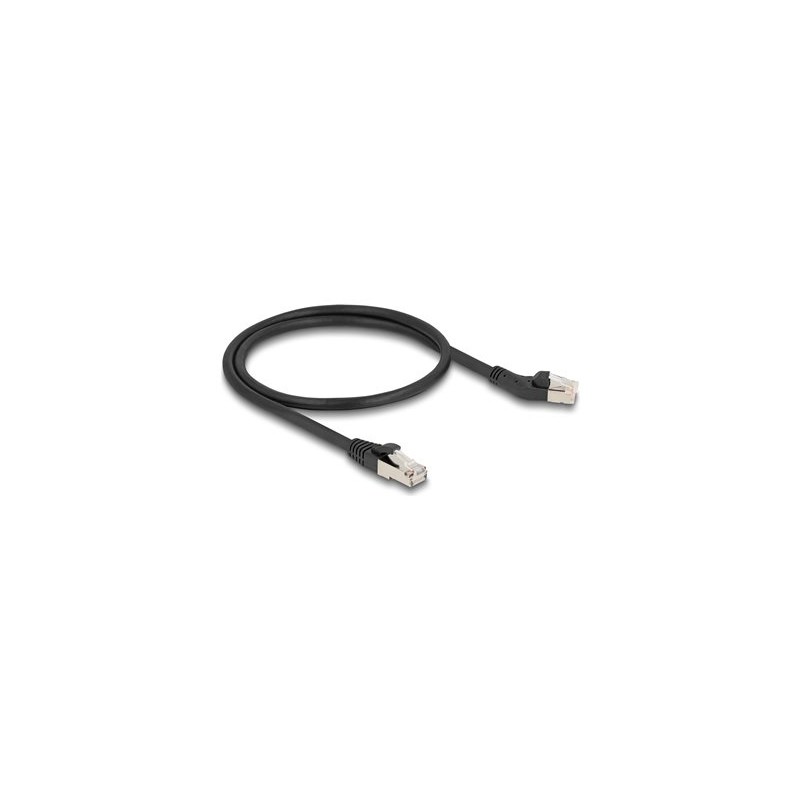 Delock - Patch kabel - RJ-45 (M) vlevo do RJ-45 (M) rovné - 50 cm - 6 mm - S/FTP - CAT 6a - neobsahuje halogen, lisovaný
