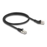Delock - Patch kabel - RJ-45 (M) vlevo do RJ-45 (M) rovné - 50 cm - 6 mm - S/FTP - CAT 6a - neobsahuje halogen, lisovaný