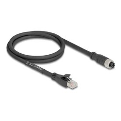 Delock - Sítový kabel adaptér - 8 pin M12-X (F) do RJ-45 (M) - 1 m - 6.8 mm - S/FTP - CAT 5e - X-kódovaný, flexibilní - cerná