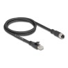 Delock - Sítový kabel adaptér - 8 pin M12-X (F) do RJ-45 (M) - 1 m - 6.8 mm - S/FTP - CAT 5e - X-kódovaný, flexibilní - cerná