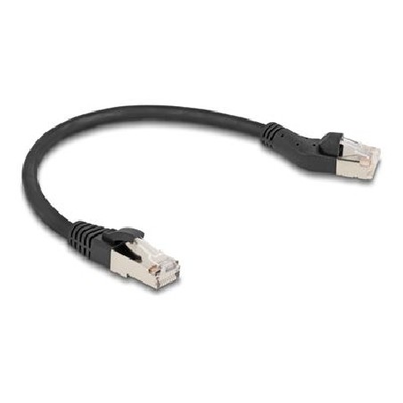Delock - Patch kabel - RJ-45 (M) vlevo do RJ-45 (M) rovné - 25 cm - 6 mm - S/FTP - CAT 8.1 - neobsahuje halogen, provedení bez