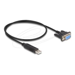 Delock - USB / sériový kabel - USB (M) do DB-9 (F) šroubovací - 50 cm - podporuje sériové rozhraní RS-232 - cerná
