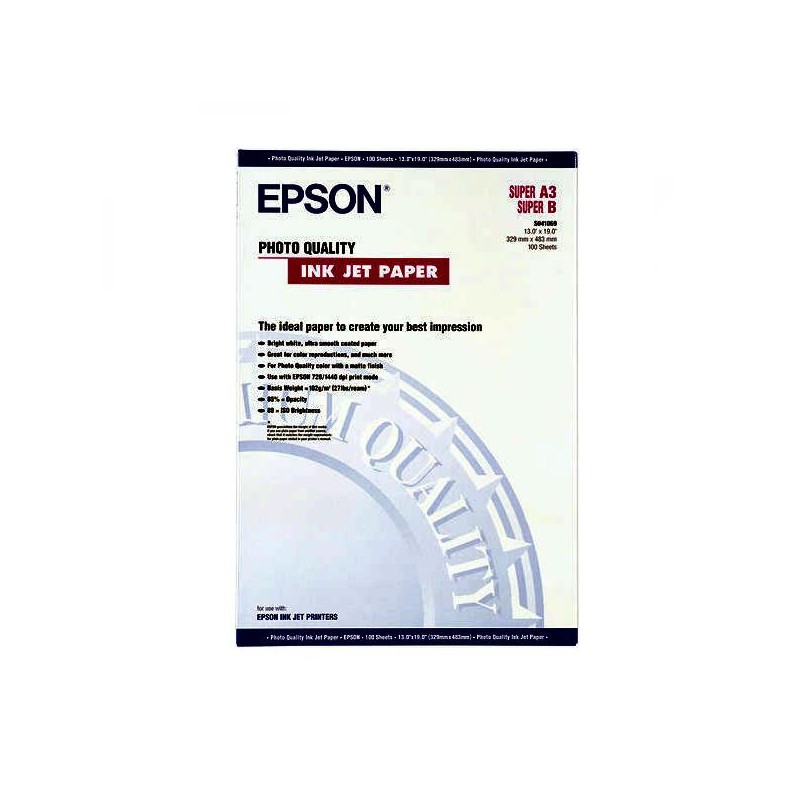 Epson Photo Quality InkJet Paper, C13S041069, foto papír, matný, bílý, Stylus Pro XL, XL+,1500, Laser 15, A3+, 104 g/m2