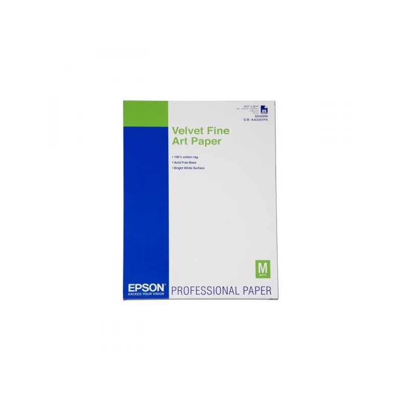 Epson Velvet Fine Art Paper, C13S042096, umělecký papír, sametový, bílý, A2, 260 g/m2, 25 ks, inkoustový