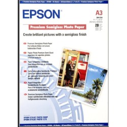 Epson Premium Semigloss Photo Paper, C13S041334, foto papír, pololesklý, bílý, Stylus Photo 1290, 2100, A3, 251 g/m2, 20 ks